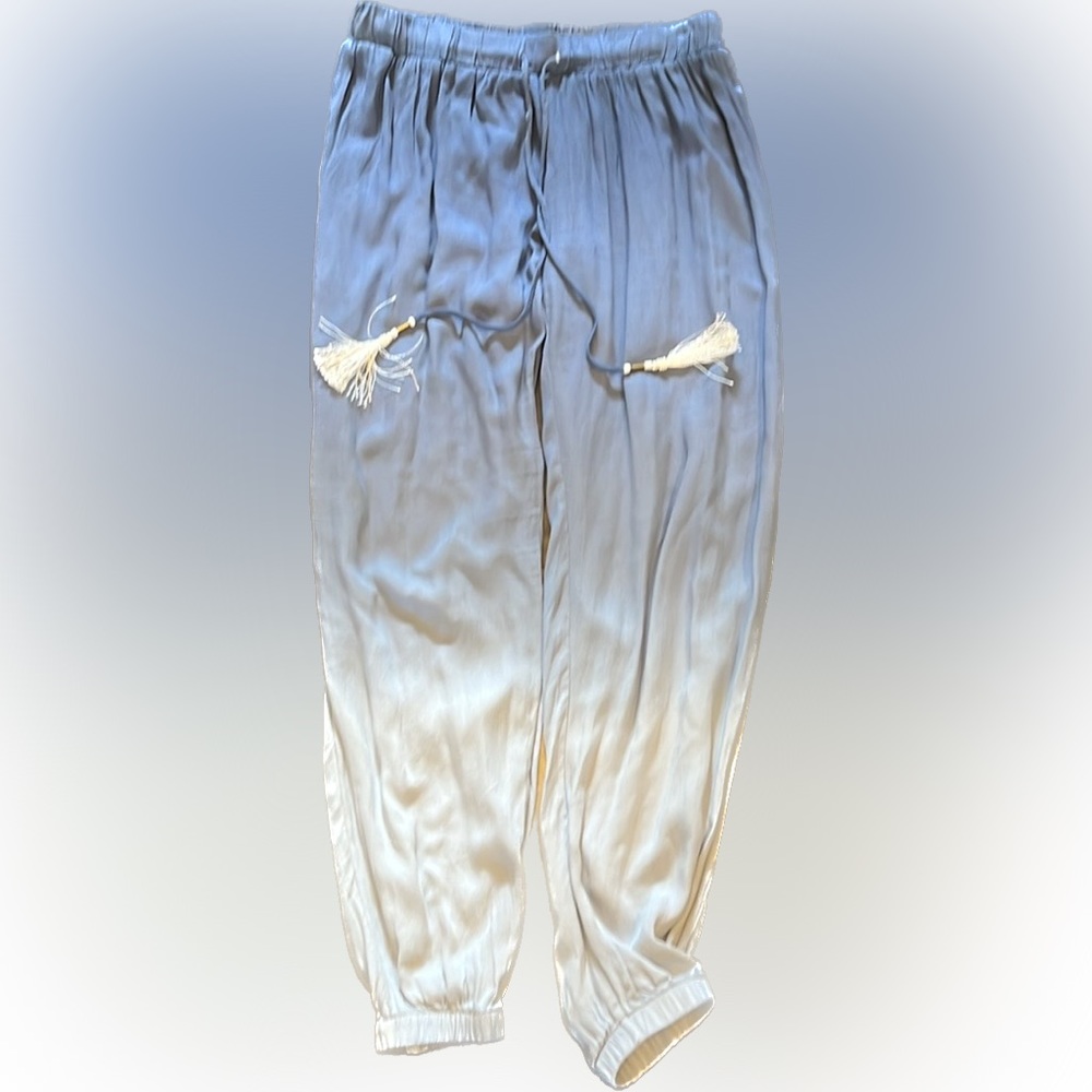 YFB (young, fabulous, and broke) ombré flowy joggers (blue fade to light)